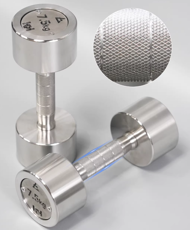 Stainless Steel Rotating Logo Dumbbells