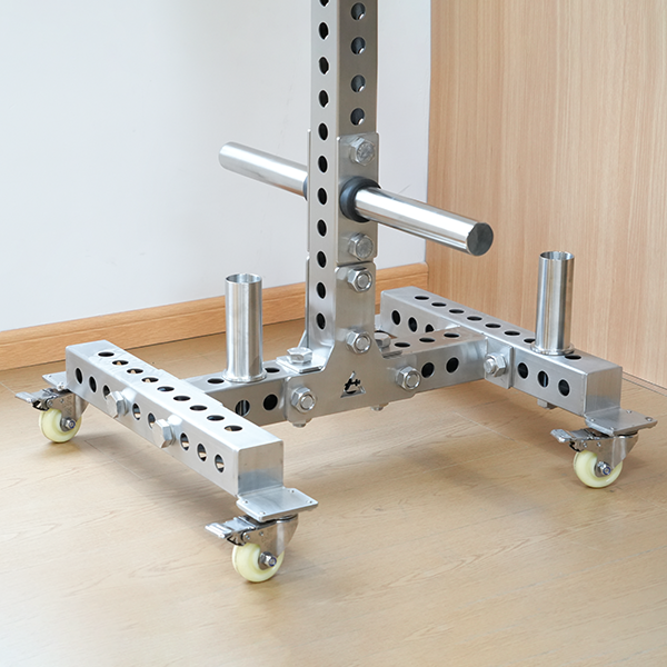 Stainless Steel Mobile Weight Plate & Barbell Storage Rack with Wheels Heavy-Duty Organizer