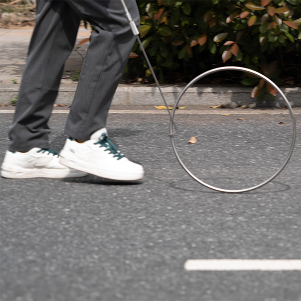 Stainless Steel Rolling Iron Hoop Toy for Kids & Adults