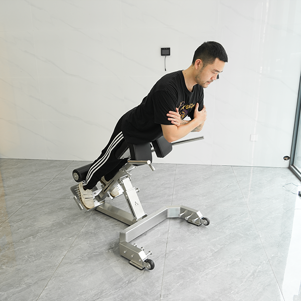 Stainless Steel Roman Chair Hyperextension Bench – Adjustable Back Extension Machine for Core & Lower Back Training