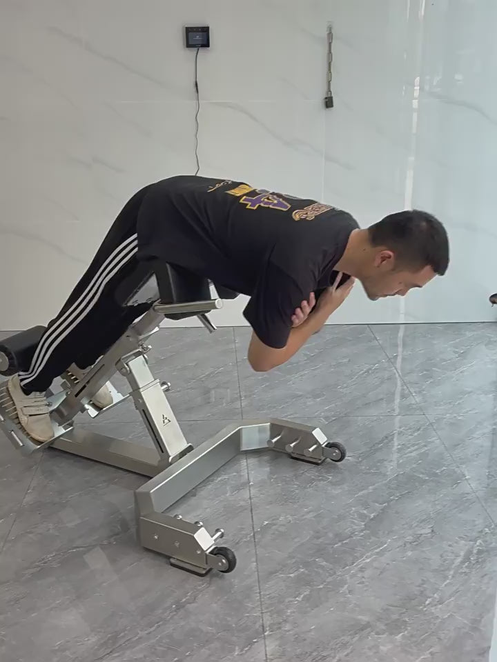Stainless Steel Roman Chair Hyperextension Bench – Adjustable Back Extension Machine for Core & Lower Back Training