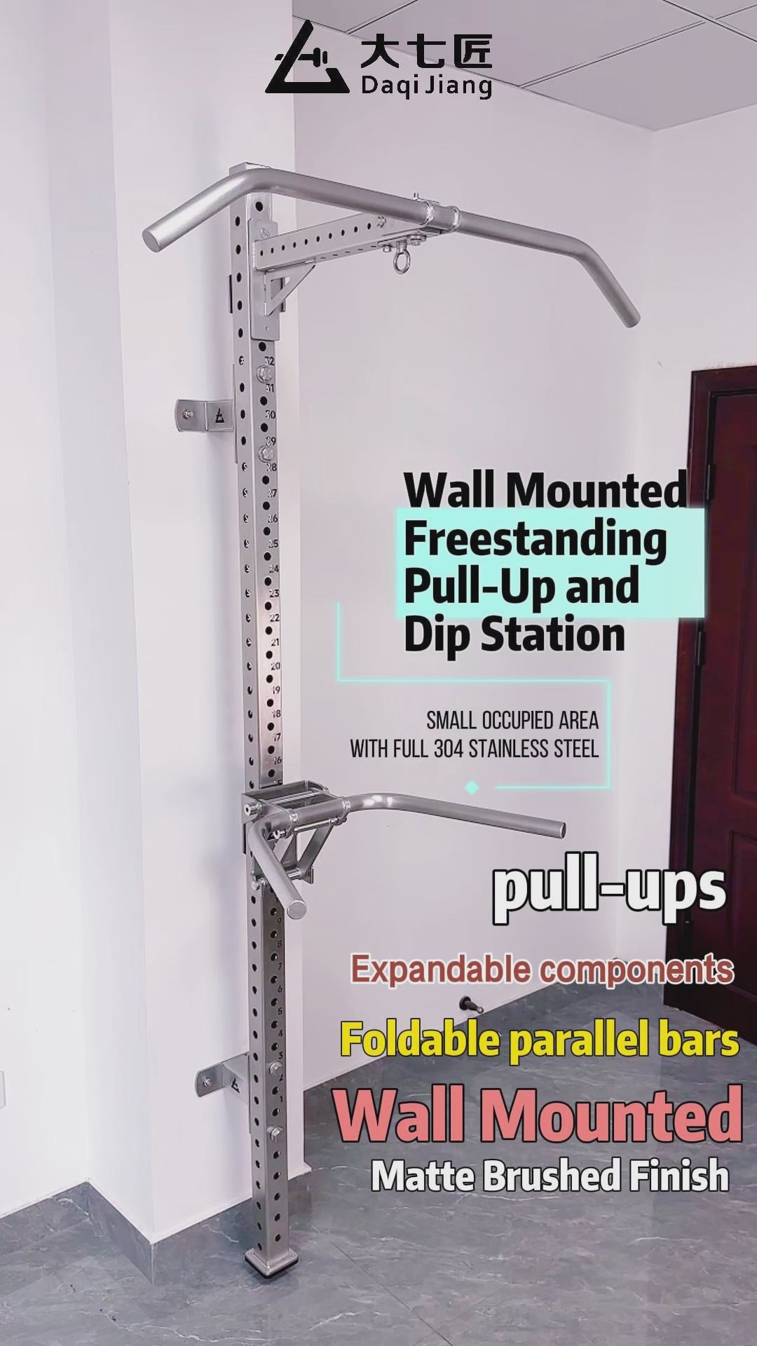 Stainless Steel Wall-Mounted Single Post Multi-Functional Expandable Fitness Rack